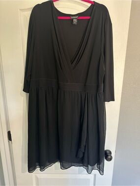 Lane Bryant Black V-Neck Midi Dress 28